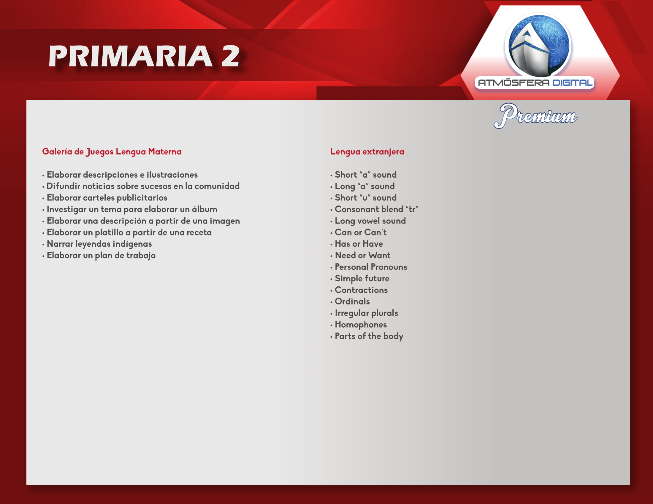 Temario Atmósfera Digital Premium – Primaria