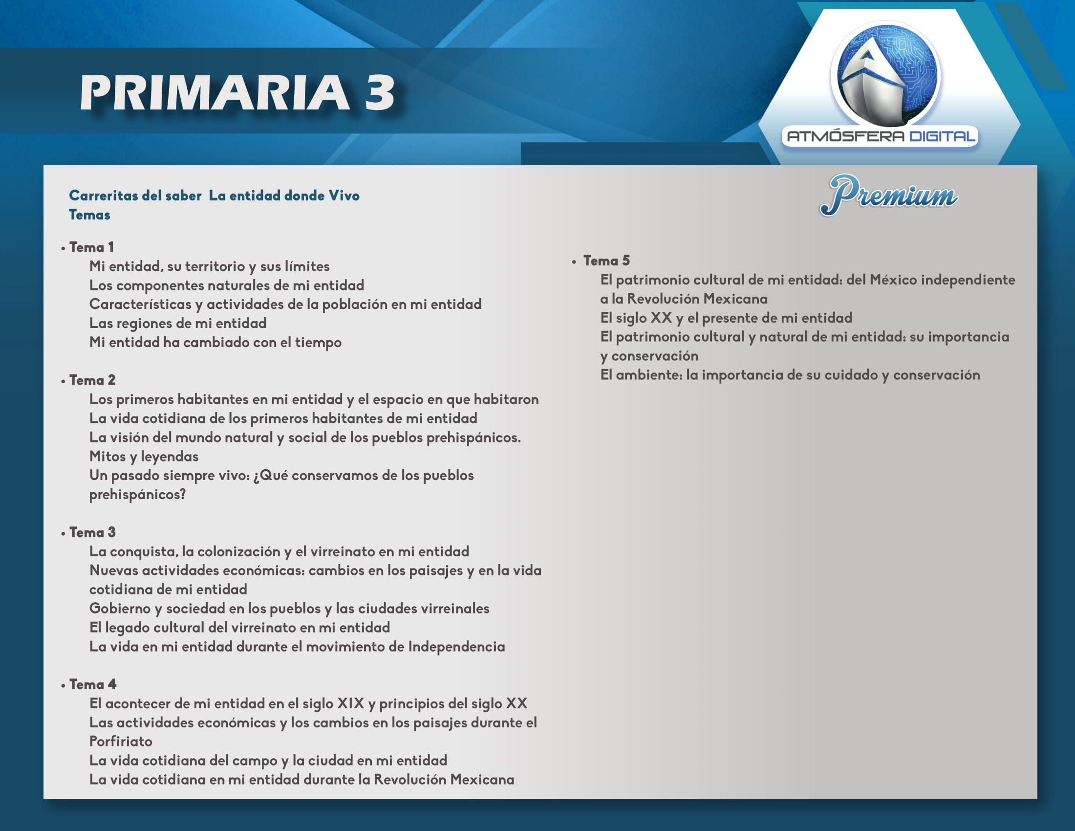 Temario Atmósfera Digital Premium – Primaria